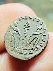 Constans AE Nummus Alexandria AD 337-340, GLORIA EXERCITVS, EGYPT, MAX AVG, XF+!