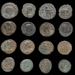 Roman Empire Lot of 8 coins minted between the 3rd and 4th centuries AD.