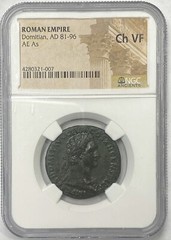 Roman Empire Domitian AD 81-96 AE As Bronze NGC CHVF Beautiful Patina PQ+