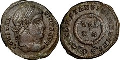 Constantine I the Great AE Follis Ticinum Mint VOT XX Wreath GVF