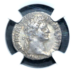 DOMITIAN, AD 81-96, AR DENARIUS, NGC CERTIFIED,—384—