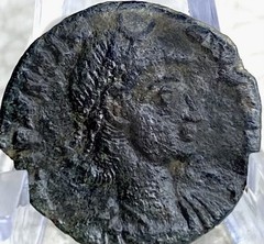 Ancient Roman Coin 353AD-354AD Emperor Constantius II Soldier Spearing Horseman