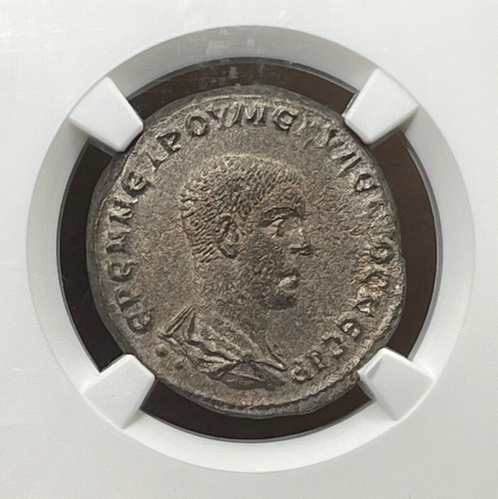 Herennius Etruscus BI Tetradrachm Billon Roman Coin AD 251, NGC AU