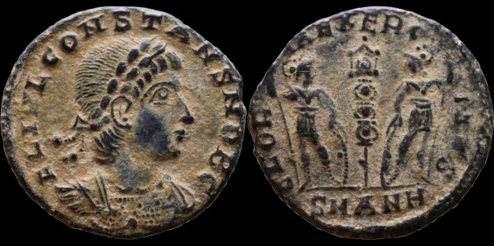 Constans (Flavius Iulius Constans) AE3 Follis, Antioch, AD 335–337. #1884