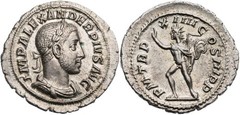 Severus Alexander (AD 222-235) Roman AR silver denarius Sol RIC 125 final issue