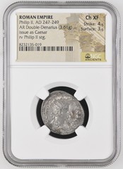0 Roman Empire AD 247-249 AR Double-Denarius Philip II NGC Ancients Ch XF Strike