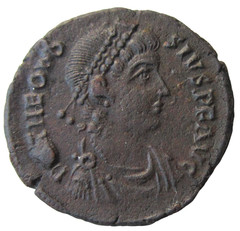THEODOSIUS I, 379- 395 AD. AE 3. ANTIOCH, C. 379-383 AD. CONSTANTINOPOLIS REV.