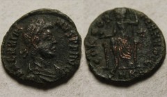 Rare genuine Ancient Roman coin Gratian 379AD Cyzicus Constantinople spear cross