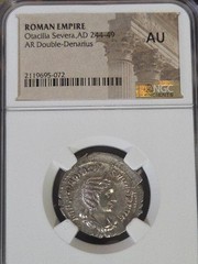 ROMAN.EMPIRE OTACILLIA SEVERA AR.DOUBLE DENARIUS SILVER NGC HIGH GRADE ANCIENT.