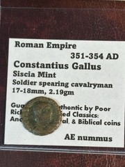 Roman Christian Caesar Constantius Gallus 351-354 Executed/Constantius II CB104
