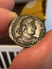 Valentinian I R. 367- 375 AD AE Follis XF+ Stunning Portrait , Dark Patina A077