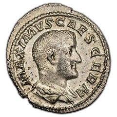 Ancient Rome AD 236-7 Maximus AR Denarius Coin RIC #3 BMC #211 2.29g