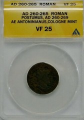 Postumus AD 260-265 AR Antoninianus – ANACS VF 25 Roman Empire
