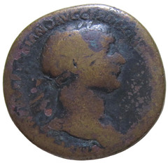TRAJAN, 98-117 AD. AE SESTERTIUS. ROME, CIRCA 103-111 AD. ANNONA REVERSE.