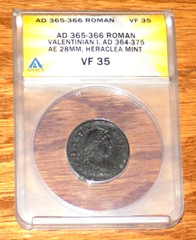ANACS ROMAN EMPIRE VALENTINIAN I AD 365-366 Ancient Heraclea VF 35 AE 28MM Coin