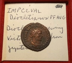 DIOCLETIAN AE Antoninianus Radiate 284-305 AD. Emperor & Jupiter