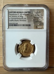 Eastern Roman Empire Theodosius II AD 402-450 Gold Solidus 4.39g NGC Certified