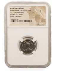 Roman AE3 Constantine II AD 316-340 NGC Fine (F) London Mint Ancient Roman Coin