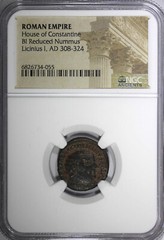 ROMAN Licinius I AS CAESAR AD 308-324 BI REDUCED NUMMUS /JUPITER ZEUS NGC (055)