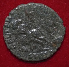 Ancient Roman Empire Coin CONSTANTIUS II Roman Soldier Spearing Fallen Horseman