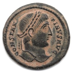 Roman Empire, Constantine bronze Follis, VOT XXX in wreath SMHΔ Heraclea (051)