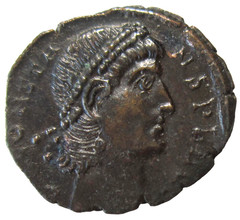 CONSTANS, 337-350 AD. AE SMALL FOLLIS. HERACLEA MINT. WREATH REVERSE.