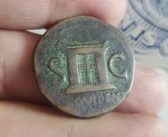 AUGUSTUS DUPONDIUS RARE Caligula Struck Rev Temple AUGUSTU Burial Tomb PeteGreek