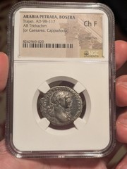 Roman Empire Trajan Tridrachm Arabia Coin NGC Graded Silver