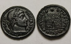 Constantine Rare genuine ancient Roman coin Camp-gate turrets star Siscia Moon