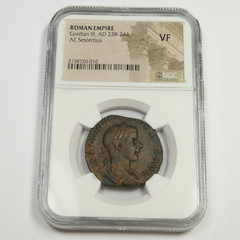 238-244 AD NGC ANCIENTS VF – ROMAN EMPIRE – AE Sestertius Coin #50770A