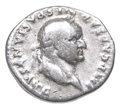 VESPASIAN / Eagle on Cippus COS VII. 76 AD Rome mint. Roman Empire Denarius Coin