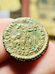 Arcadius AE Nummus Siscia AD 384-387, GLORIA ROMANORVM, EXTREMELY RARE, ☧, AVG,F