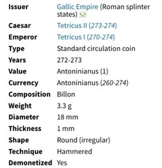 Very Nice Ancient Roman Coin Caesar Tetricus II 273-274 AD Spes Publica Genuine