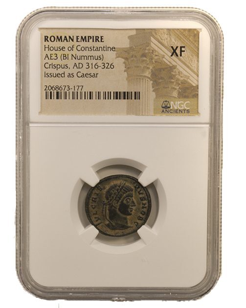 Rare Roman Ae of Crispus (AD 304-326) NGC – XF – Ancient Coin