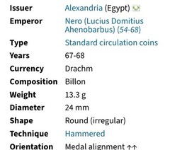 Emperor Nero Alexandria Egypt Graded Roman Tetradrachm 54-68AD NGC Graded Apollo
