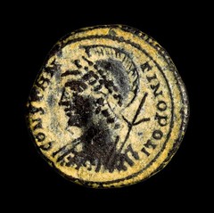 RARE MULE City Commemorative Æ 16mm. Struck under Constantine I Gloria Helmeted