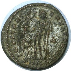 308-324 AD Roman Licinius I Jupiter Cyzicus Silvered Bronze Follis AE3