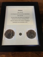 Co-emperor Valens Dragging Barbarian ; Ancient Coin