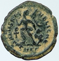 ARCADIUS 388AD Christian Symbol Victory Angel Genuine Ancient Roman Coin i118197
