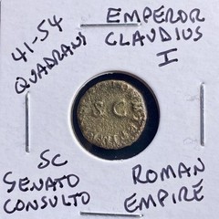 2000 Year Old Ancient Roman Coin 41-54AD Claudius I Quadrans 3 Leg Modius