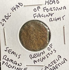27BC-14AD Coin Roman Province Baetica Carteia Augustus Fortuna and Neptune