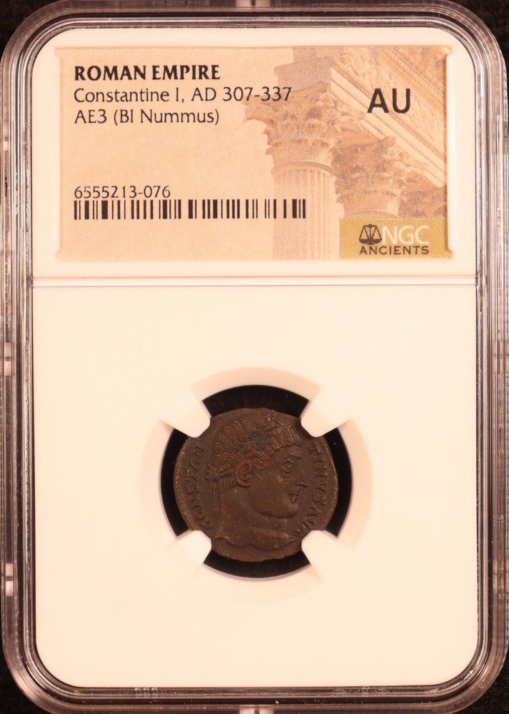 Roman Empire Constantine I AE3 Nummus (307-337 AD) -NGC AU! Excellent Eye Appeal