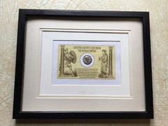 RARE FRAMED WOOD MATTED SILVER ROMAN EMPEROR SEPTIMIUS SEVERUS COIN BLACK CAESAR