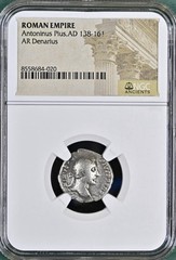 Roman Silver Denarius Emperor Antoninus Pius Ancient 138-161AD NGC Genuine Coin