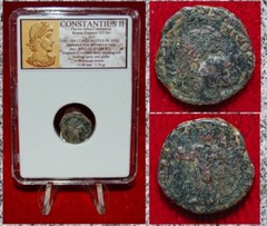 Ancient Roman Empire Coin CONSTANTIUS II Emperor In Military Dress Holding Globe