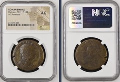 Emperor Hadrian 117-138 AD NGC Graded Sestertius Certified Ancient Roman Coin