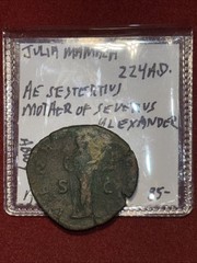Julia Mamaea 222-235 AE Sestertius Severus Alexander Mother As Found