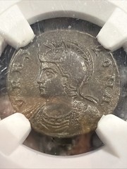 She-Wolf Constantinian I NGC AU Roman Empire BI Nummus CAD 330-340 022202