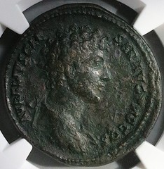 140 NGC Ch VF Marcus Aurelius Sestertius Roman Empire Juventas (26031801D)