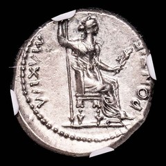 Tiberio Denario (3,84 gramosg) 14-37 d.C. Lugdunum RIC-30 Encapsulada por NGC c